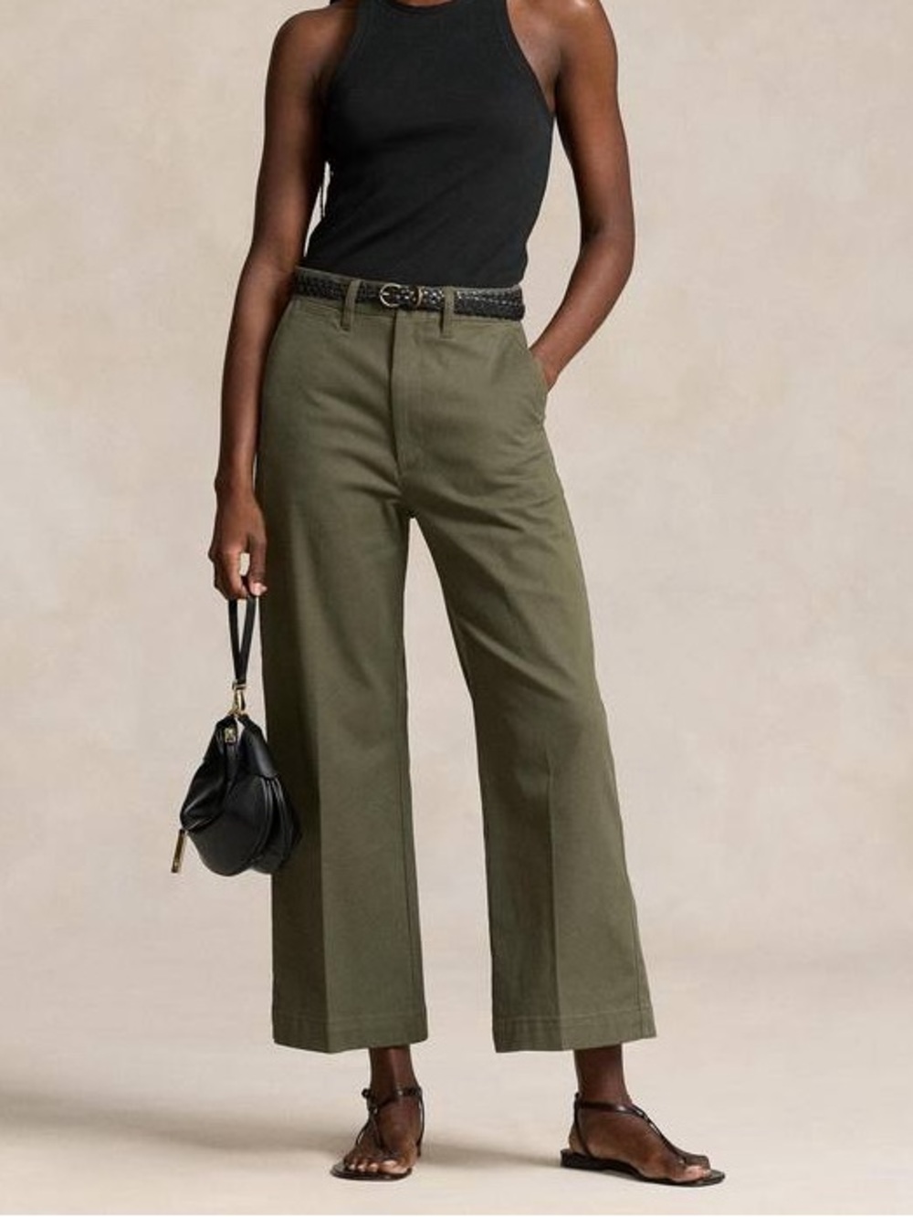 Polo Ralph Lauren Wide Leg Cropped Chinos size 2 in British Olive